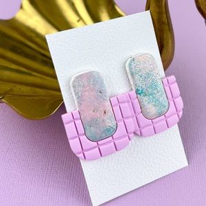 90s Sponge Paint Pattern Glitter Handmade Polymer Clay Earrings